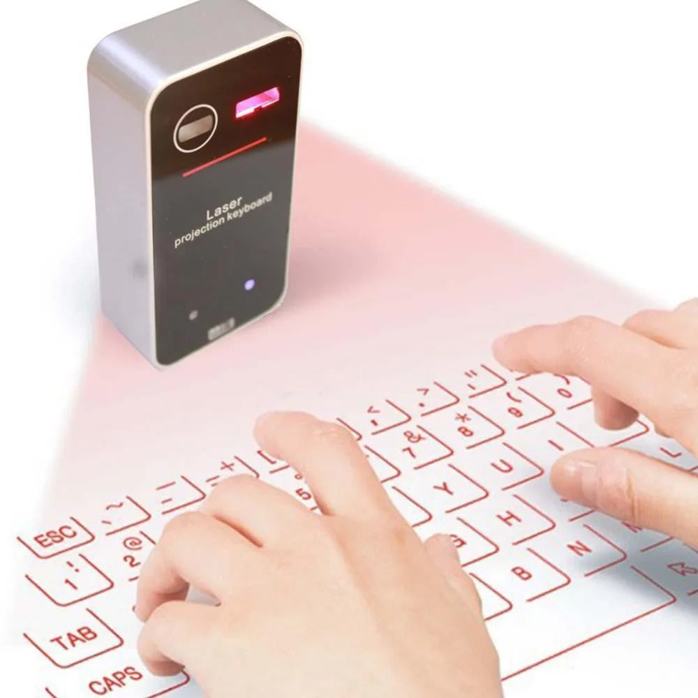 "Wireless Bluetooth Laser Keyboard with Mouse Function - Virtual Projection Keyboard for iPhone, Tablet, & Computer"